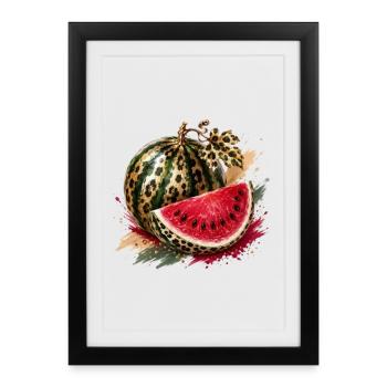 Leopard Glam Watermelon - Framed poster (27 × 37 cm) - black - Front