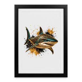 Leopard Glam Shark - Framed poster (27 × 37 cm) - black - Front