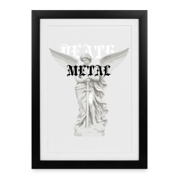 Winged Angel Statue Metal Typography - Framed poster (27 × 37 cm) - black - Front