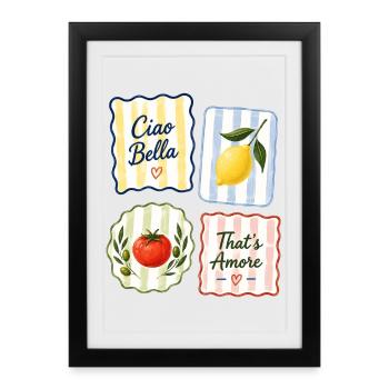 Ciao Bella That’s Amore Italien Sommer - Gerahmtes Poster (27 × 37 cm) - Schwarz - Vorne