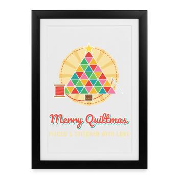 Fröhliche Quiltmas Lustige Weihnachtsquilterin - Gerahmtes Poster (27 × 37 cm) - Schwarz - Vorne