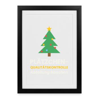 Plätzchen Qualitätskontrolle Weihnachten Shirt - Gerahmtes Poster (27 × 37 cm) - Schwarz - Vorne