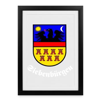 SIebenbürger-Sachsen Wappen "Siebenbürgen" W - Gerahmtes Poster (27 × 37 cm) - Schwarz - Vorne