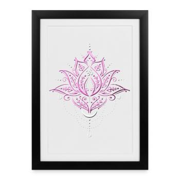 Lotus lotus fleur lune symbole om yoga - Affiche encadrée (27 × 37 cm) - noir - Devant