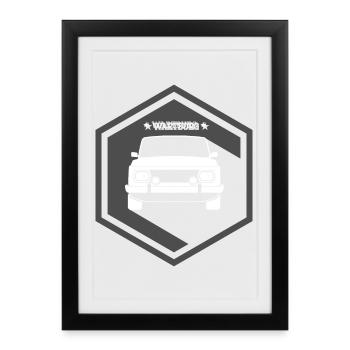 Wartburg 353 DDR Oldtimer Symbol East Icône Est - Affiche encadrée (27 × 37 cm) - noir - Devant