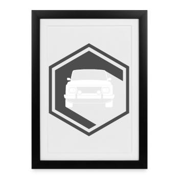 Wartburg Warti Illustration East East RDA Symbol - Affiche encadrée (27 × 37 cm) - noir - Devant