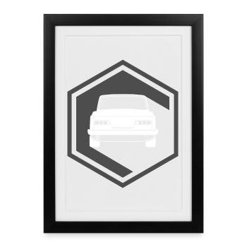 Wartburg DDR Oldtimer 535 warti Osteb Ost Grafik - Affiche encadrée (27 × 37 cm) - noir - Devant