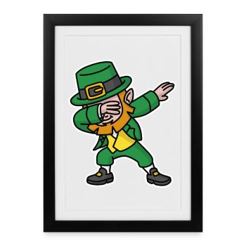 Dab dabbing leprechaun St. Patrick's day - Affiche encadrée (27 × 37 cm) - noir - Devant