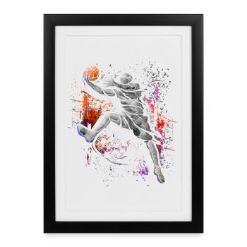 Joueurs de basket-ball - Basketball - BBall - Basket Jordan - Affiche encadrée (27 × 37 cm) - noir - Devant