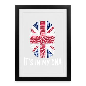 drapeau du Royaume-Uni c'est dans mon ADN - Affiche encadrée (27 × 37 cm) - noir - Devant