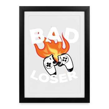 Bad loser Controller Video Games Gamer Humor Gaming - Framed poster (27 × 37 cm) - black - Front