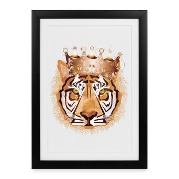 Royal tiger with magnificent crown on the head - Framed poster (27 × 37 cm) - black - Front