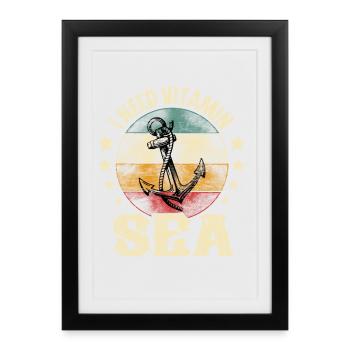Voilier Bateau à moteur Sailor Ship Captain Anchor - Affiche encadrée (27 × 37 cm) - noir - Devant