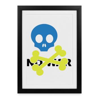 Neon Blue Skull and Crossbones - Framed poster (27 × 37 cm) - black - Front