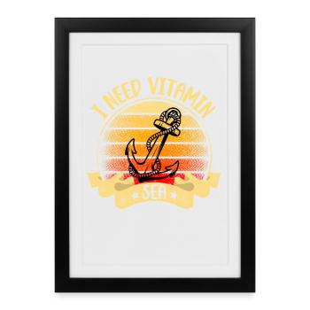 Voilier Bateau à moteur Bateau Marin - Affiche encadrée (27 × 37 cm) - noir - Devant
