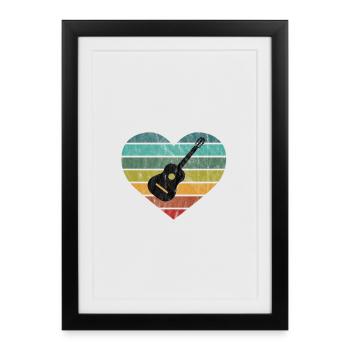 J’adore les guitaristes avec guitare acoustique - Affiche encadrée (27 × 37 cm) - noir - Devant
