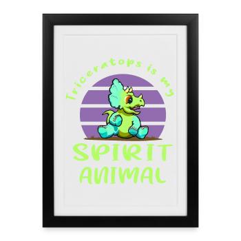 Tricératops - Affiche encadrée (27 × 37 cm) - noir - Devant