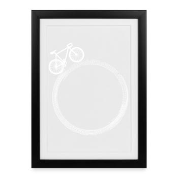 Roue sur anneau – Silhouette de vélo - Affiche encadrée (27 × 37 cm) - noir - Devant