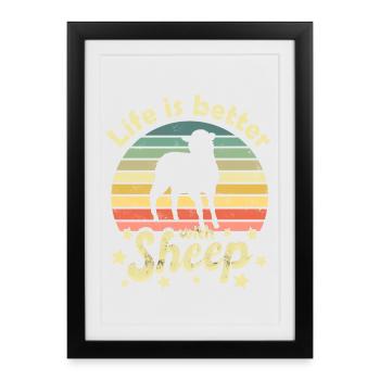 Moutons Moutons - Affiche encadrée (27 × 37 cm) - noir - Devant
