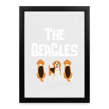 beagle, chasse, chien de chasse - Affiche encadrée (27 × 37 cm) - noir - Devant