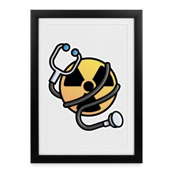 Logo Radiation Manip Radio Radiologue Radiologie - Affiche encadrée (27 × 37 cm) - noir - Devant
