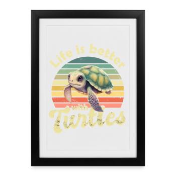 Turtle Sea turtle - Framed poster (27 × 37 cm) - black - Front
