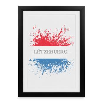 Drapeau du grunge luxembourgeois, fierté luxembourgeoise - Affiche encadrée (27 × 37 cm) - noir - Devant