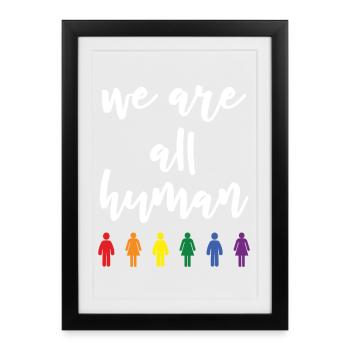 Mois de la fierté - Nous sommes tous humains - Affiche encadrée (27 × 37 cm) - noir - Devant