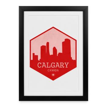 Calgary Skyline Red Badge - Framed poster (27 × 37 cm) - black - Front