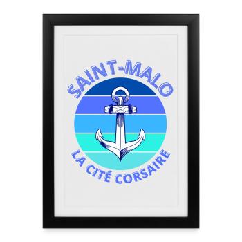 Saint-Malo, Bretagne, la cité Corsaire - Affiche encadrée (27 × 37 cm) - noir - Devant