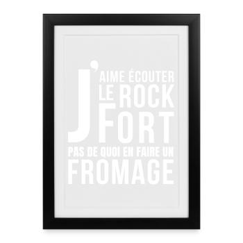 Roquefort, fromage, fromage humour - Affiche encadrée (27 × 37 cm) - noir - Devant