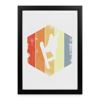 Vintage Snowboarder - Framed poster (27 × 37 cm) - black - Front