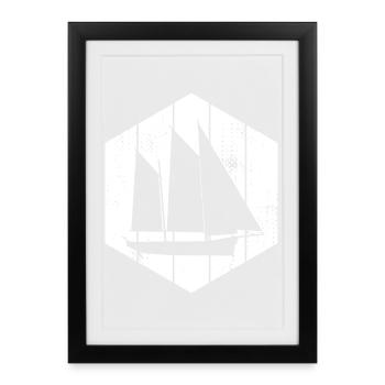 Voilier - Affiche encadrée (27 × 37 cm) - noir - Devant