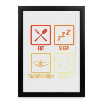 Manger Sommeil Trampoline Répéter - Affiche encadrée (27 × 37 cm) - noir - Devant