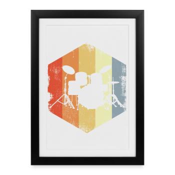 Vintage Drums Sketch - Framed poster (27 × 37 cm) - black - Front