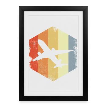 Avion à réaction vintage - Affiche encadrée (27 × 37 cm) - noir - Devant