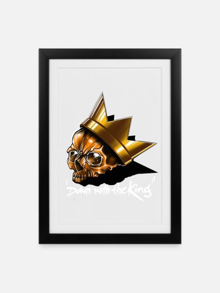 A bas le Roi - Affiche encadrée (27 × 37 cm) - noir