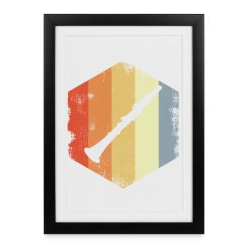 Dessin de clarinette vintage - Affiche encadrée (27 × 37 cm) - noir - Devant