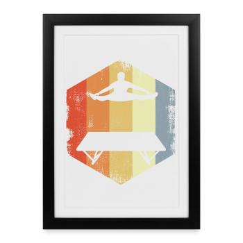 Croquis d’athlète trampoline - Affiche encadrée (27 × 37 cm) - noir - Devant