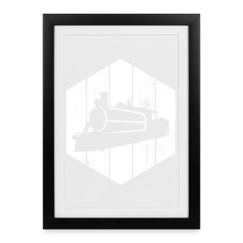 Locomotive à vapeur - Affiche encadrée (27 × 37 cm) - noir - Devant