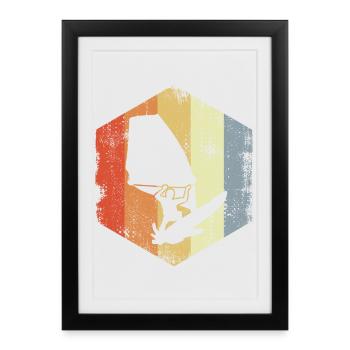 Windsurfer Drawing - Framed poster (27 × 37 cm) - black - Front