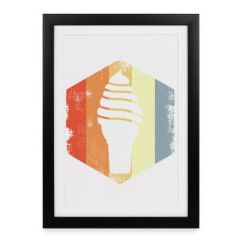 Crème glacée molle vintage - Affiche encadrée (27 × 37 cm) - noir - Devant