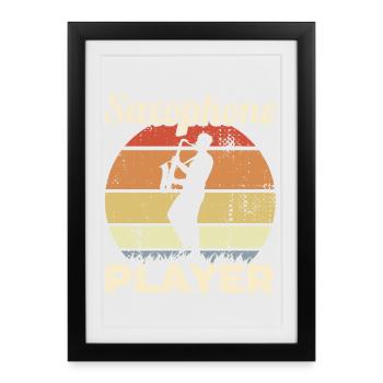 Drôle de saxophoniste - Affiche encadrée (27 × 37 cm) - noir - Devant