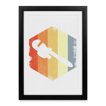 Pipe Wrench Sketch Vintage Look - Framed poster (27 × 37 cm) - black - Front