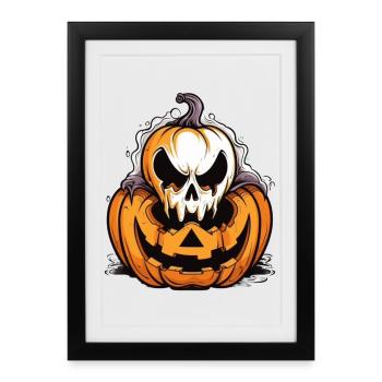 Citrouille effrayante avec motif de crâne - Affiche encadrée (27 × 37 cm) - noir - Devant