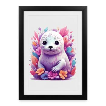 Sceau mignon - Affiche encadrée (27 × 37 cm) - noir - Devant