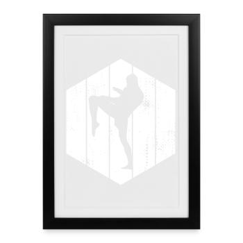 Dessin de kickboxeur - Affiche encadrée (27 × 37 cm) - noir - Devant