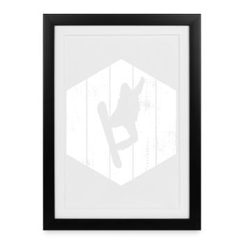 Snowboarder Zeichnung - Gerahmtes Poster (27 × 37 cm) - Schwarz - Vorne