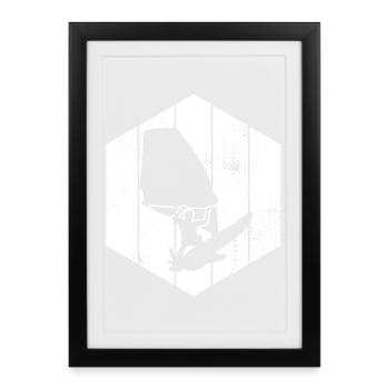 Funny windsurfer - Framed poster (27 × 37 cm) - black - Front