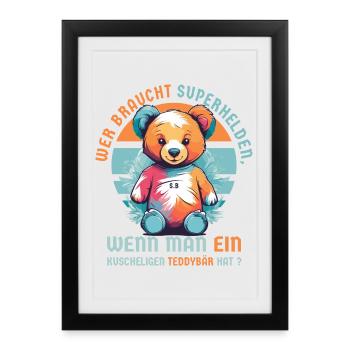 Ours en peluche câlin - Affiche encadrée (27 × 37 cm) - noir - Devant